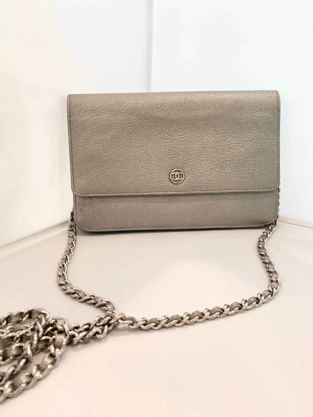 Chanel- Metallic Wallet on a Chain