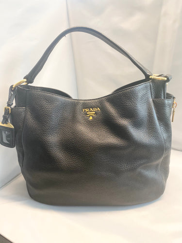 Prada- Pebble Leather Cervo Hobo