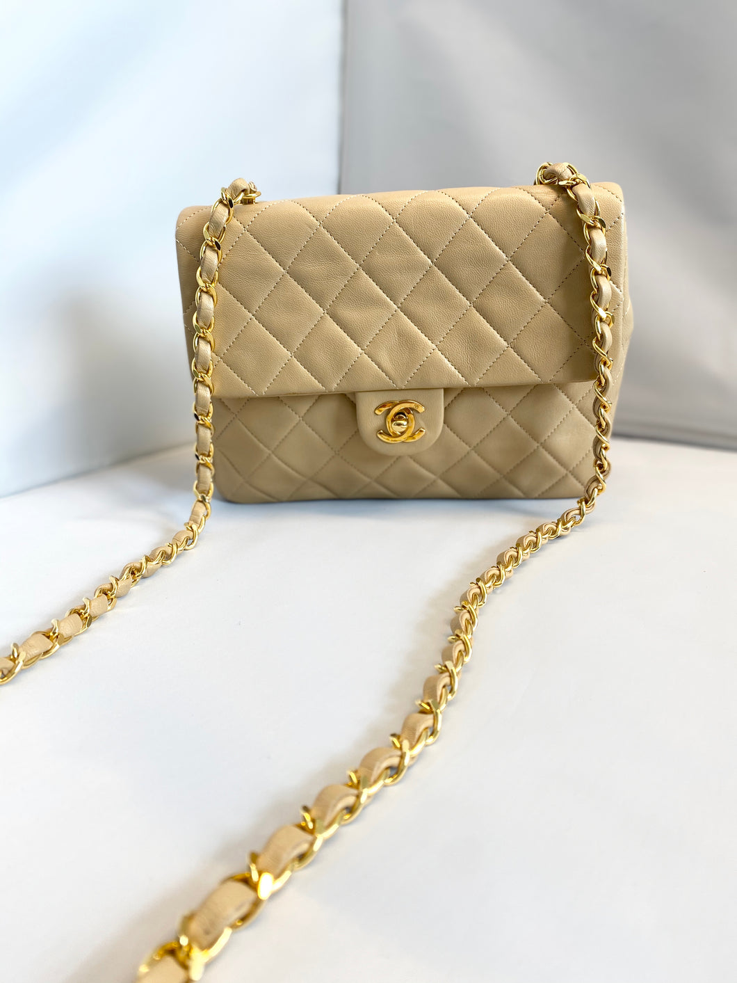 Chanel- Beige Square Mini Flap