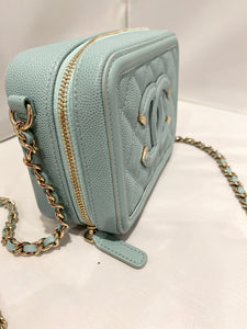 Chanel- Caviar Tiffany Blue Filigree Mini