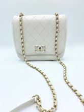 Turnlock White/GHW Flap Crossbody