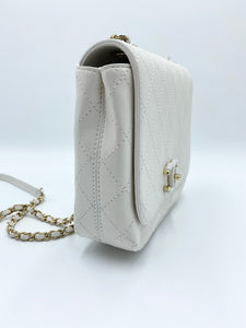 Turnlock White/GHW Flap Crossbody