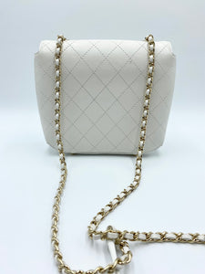 Turnlock White/GHW Flap Crossbody